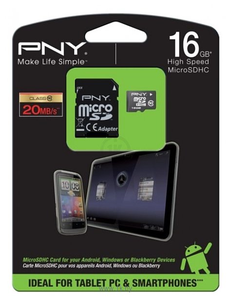 Фотографии PNY Android microSDHC Class 10 16GB + SD adapter