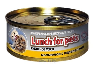 Фотографии Lunch for pets (0.1 кг) 1 шт. Консервы для кошек - Рубленое мясо: Цыпленок с перепелкой