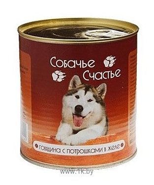 Фотографии Собачье Счастье (0.75 кг) 12 шт. Консервы для собак Говядина с потрошками в желе