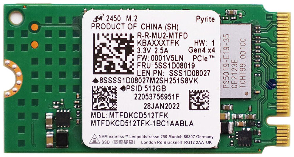 Фотографии Micron 2450 M.2 2242 512GB MTFDKCD512TFK