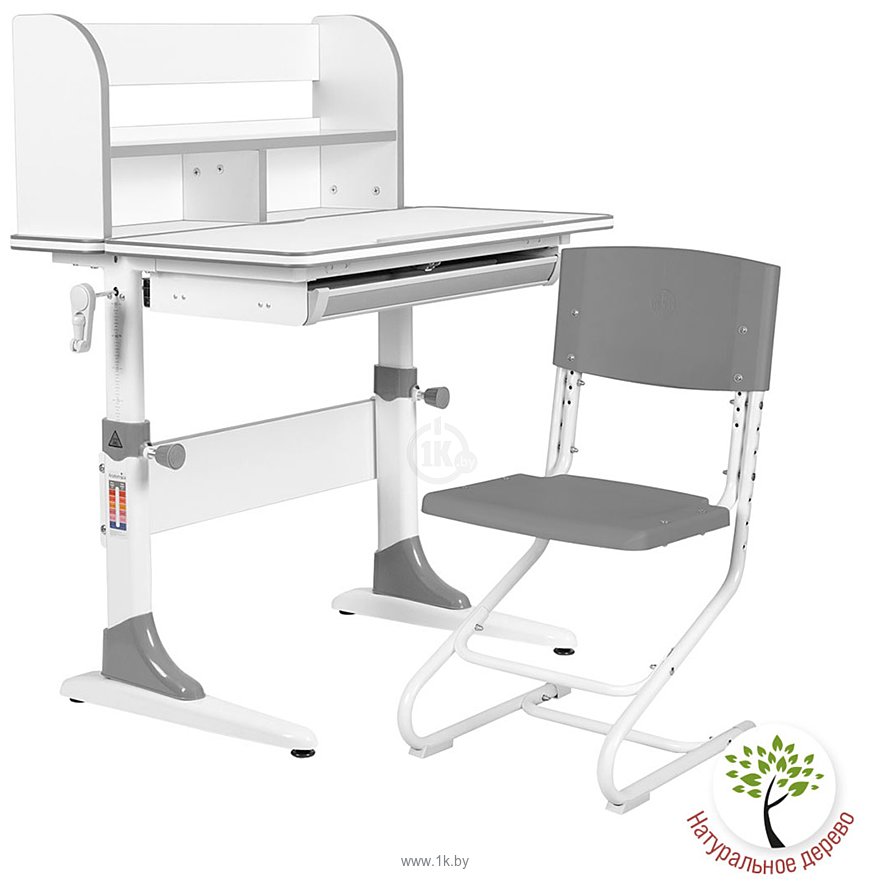 Фотографии Anatomica Smart-10 Plus + стул + надстройка + выдвижной ящик со стулом СУТ-01-01 пластик серый/белый (клен/серый)