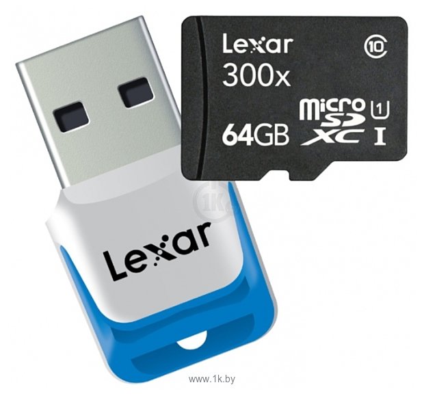 Фотографии Lexar microSDXC Class 10 UHS Class 1 300x 64GB + USB 3.0 reader