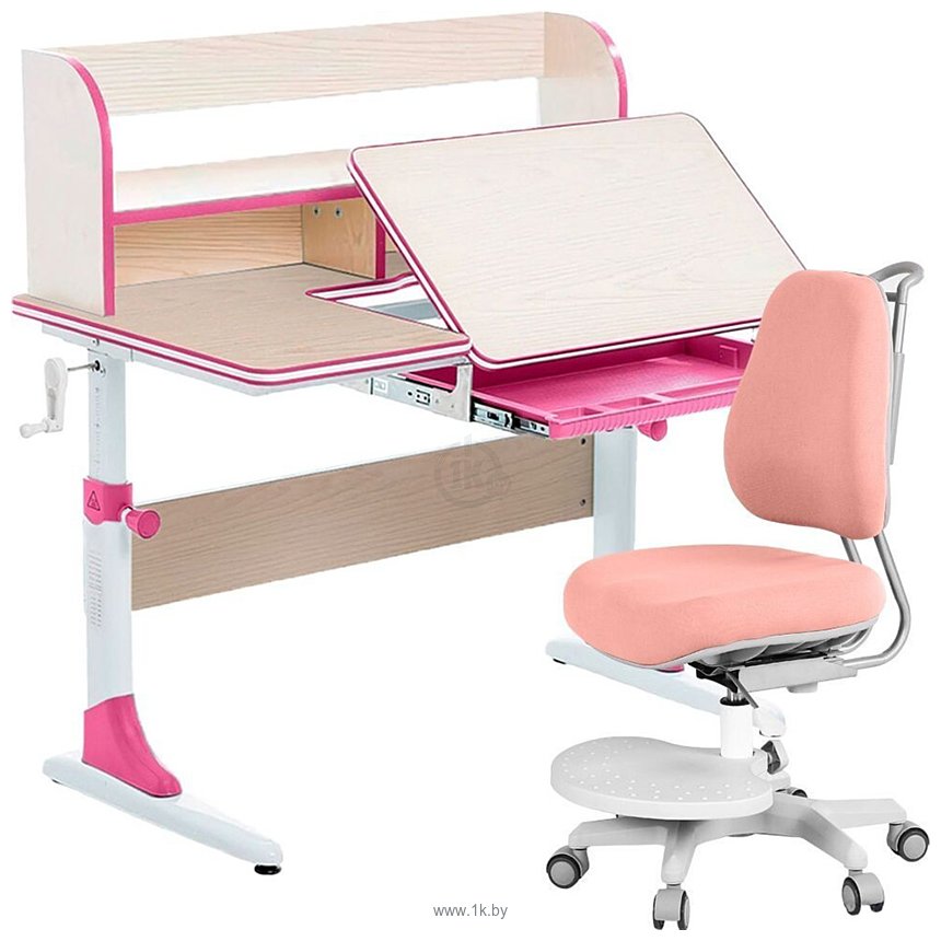 Фотографии Anatomica Study-100 Lux + органайзер со светло-розовым креслом Ragenta (клен/розовый)