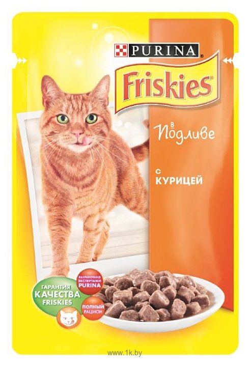 Фотографии Friskies (0.1 кг) 1 шт. Для взрослых кошек с курицей в подливе