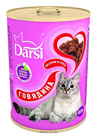 Фотографии Darsi (0.415 кг) 1 шт. Консервы для кошек: говядина кусочки в соусе