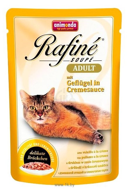 Фотографии Animonda (0.1 кг) 12 шт. Rafine Soupe Adult для кошек с домашней птицей в сливочном соусе