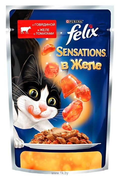 Фотографии Felix (0.085 кг) 24 шт. Sensations с Говядиной в желе с томатом