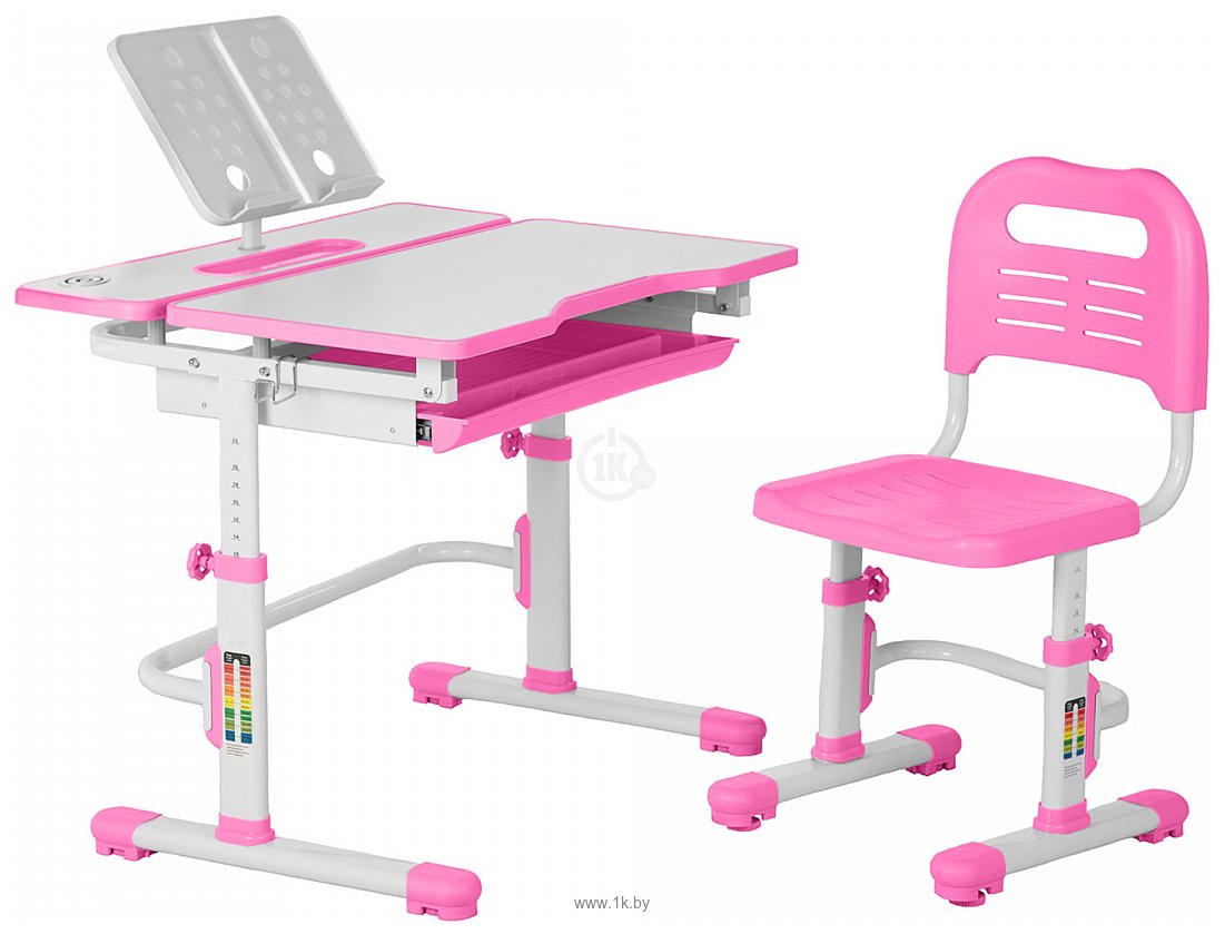 Фотографии Anatomica Amata + стул + выдвижной ящик + подставка (белый/розовый)
