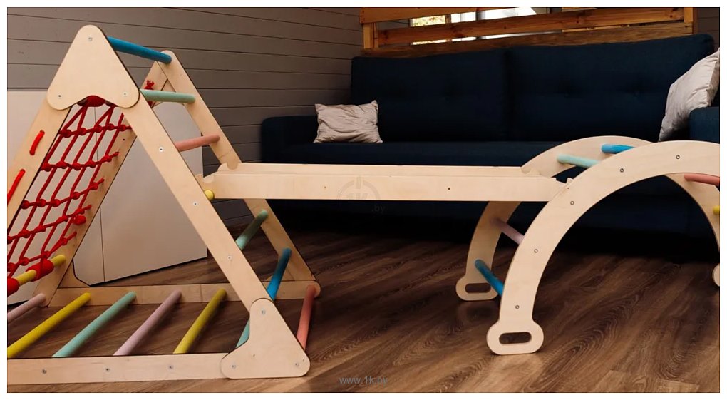 Фотографии Милая Мебель Комплекс 3 в 1: Пиклер с канатом, качалка, лестница (цветной)