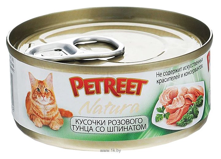Фотографии Petreet Natura Кусочки розового тунца со шпинатом (0.070 кг) 12 шт.