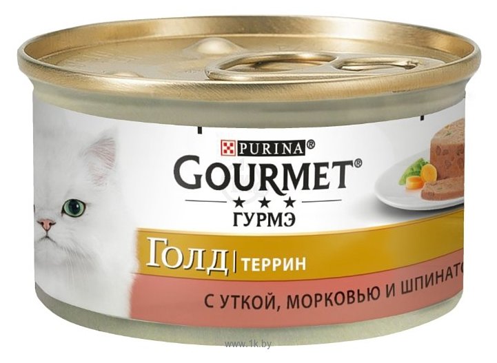 Фотографии Gourmet Gold Кусочки в паштете "Террин" с уткой, морковью и шпинатом по-французски (0.085 кг) 12 шт.