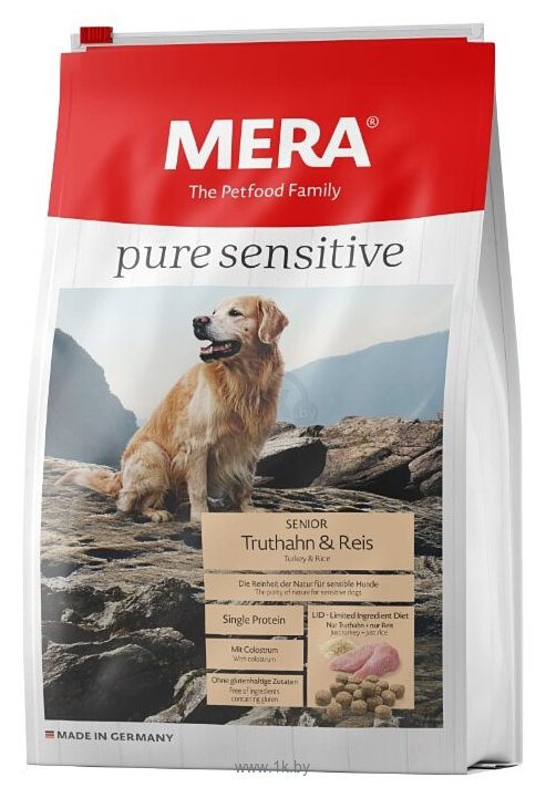 Фотографии Mera (1 кг) Pure Sensitive Seniorс индейкой и рисом для пожилых собак