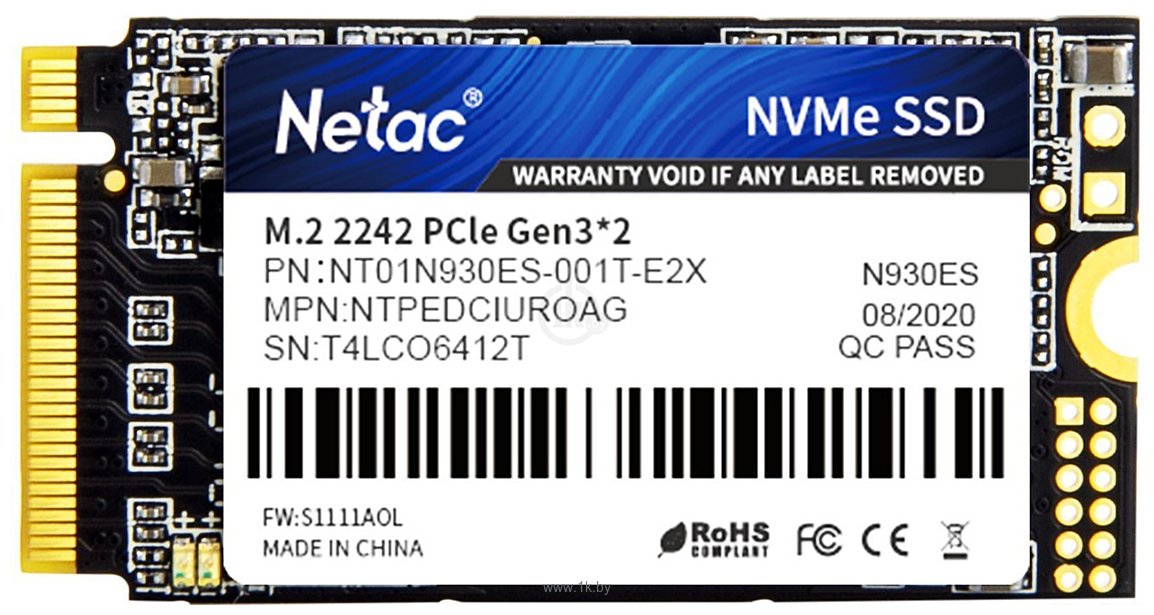Фотографии Netac Внутренний SSD M.2 PCIe 3 x2 - 1ТB 2242 Netac N930ES Pro NVMe