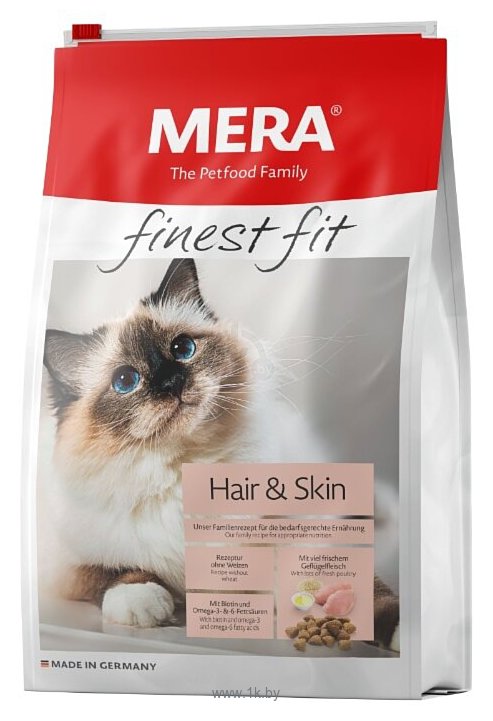 Фотографии Mera (0.4 кг) Finest Fit Hair & Skin для взрослых кошек для красивой кожи и шерсти