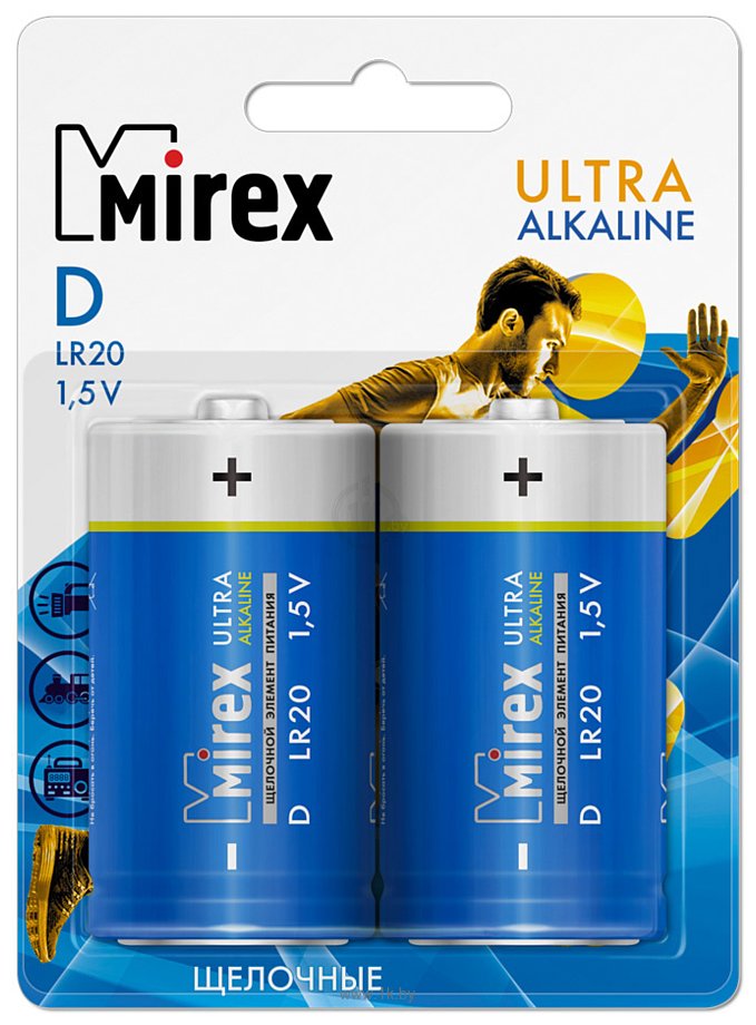 Фотографии Mirex Ultra Alkaline D LR20 2 шт. (LR20-E2)