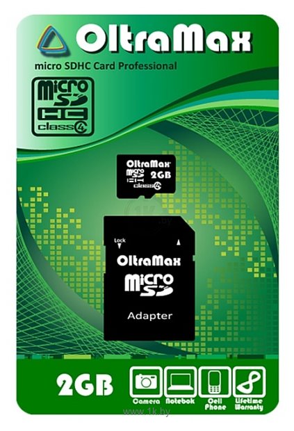 Фотографии OltraMax microSDHC Class 4 2GB + SD adapter
