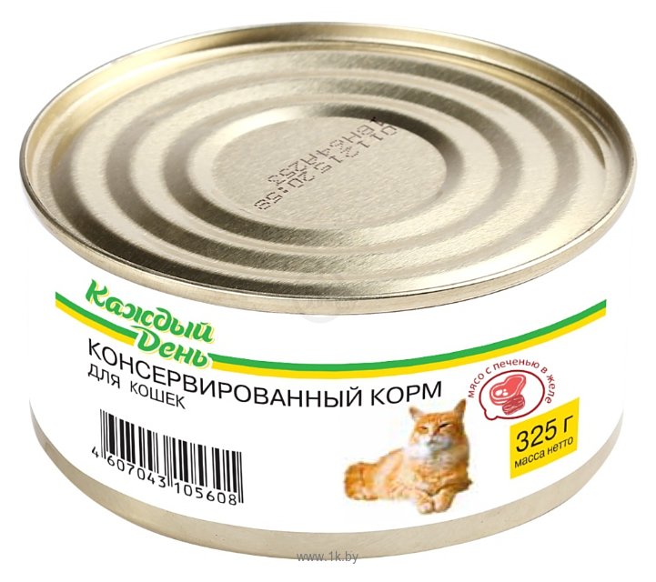 Фотографии Каждый День Консервы для кошек мясо с печенью в желе (0.325 кг) 1 шт.