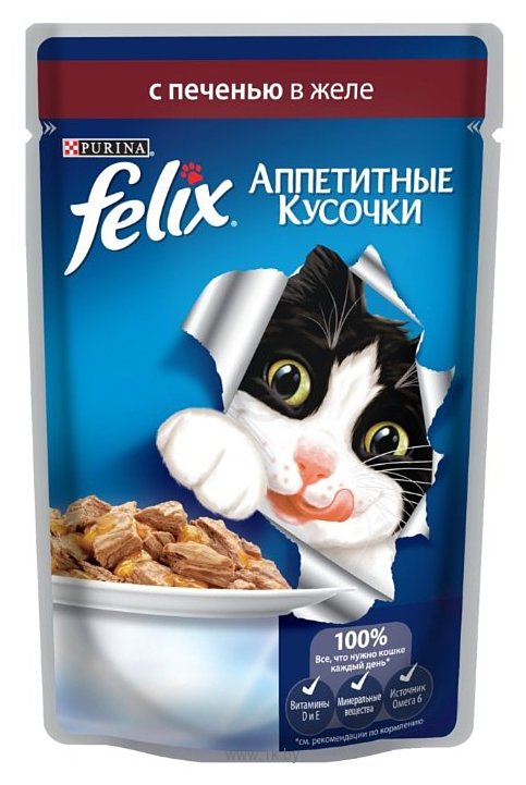Фотографии Felix (0.085 кг) 24 шт. Аппетитные кусочки с Печенью в желе
