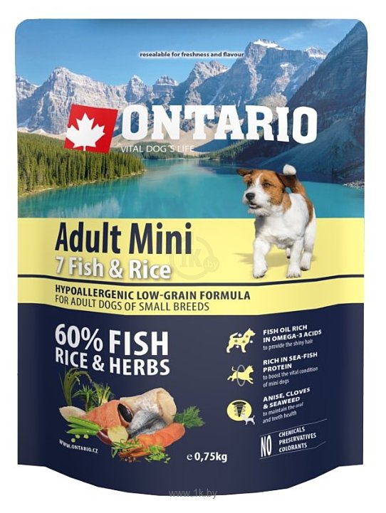 Фотографии Ontario (0.75 кг) Adult Mini 7 Fish & Rice