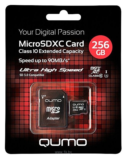 Фотографии Qumo microSDXC Class 10 UHS Class 1 256GB + SD adapter