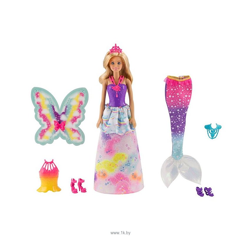 Фотографии Barbie Dreamtopia Doll with 3 Fairytale Costumes FJD08