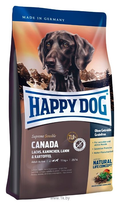 Фотографии Happy Dog Supreme Sensible - Canada на основе лосося, кролика, ягненка и картофеля (0.3 кг)