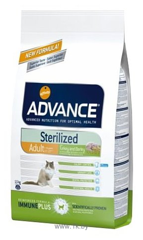 Фотографии Advance (10 кг) Cat Sterilized индейка и ячмень