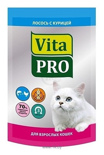 Фотографии Vita PRO (0.1 кг) 1 шт. Мясное меню для кошек (пауч), лосось с курицей