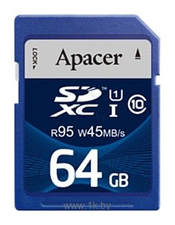Фотографии Apacer SDXC Class 10 UHS-I U1 (R95 W45 MB/s) 64GB