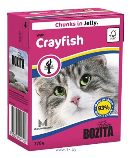 Фотографии Bozita Feline chunks in jelly with Crayfish (0.37 кг) 1 шт.