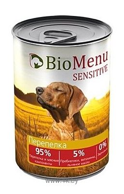 Фотографии BioMenu (0.41 кг) 12 шт. Sensitive консервы для собак с перепелкой
