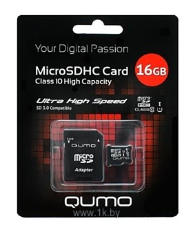 Фотографии Qumo microSDHC class 10 UHS-I U1 16GB + SD adapter