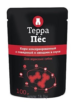 Фотографии ТерраПёc Пауч для взрослых собак с говядиной и овощами (0.1 кг) 24 шт.