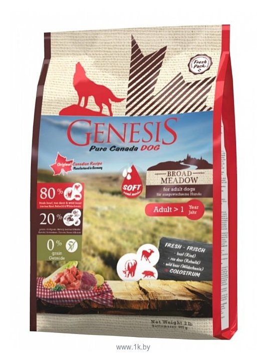 Фотографии Genesis (0.907 кг) Broad Meadow Adult с говядиной, мясом косули и дикого кабана