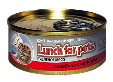 Фотографии Lunch for pets (0.1 кг) 1 шт. Консервы для кошек - Рубленое мясо: Говядина с сердцем