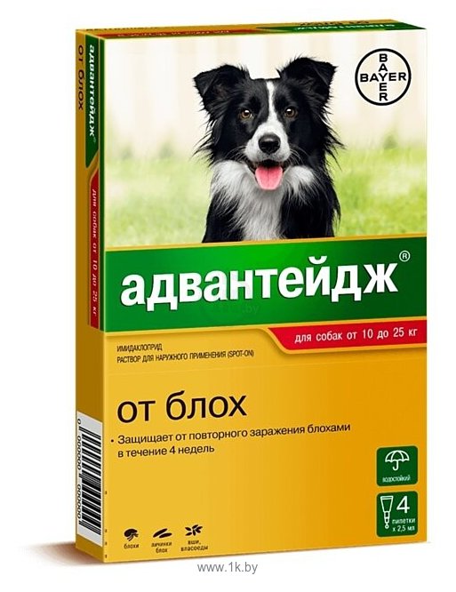 Фотографии Адвантейдж (Bayer) Капли от блох для собак весом 10-25кг, 4 пипетки