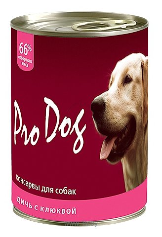 Фотографии Pro Dog Для собак дичь с клюквой консервы (0.4 кг) 1 шт.