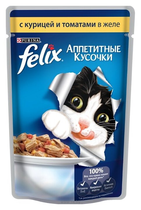 Фотографии Felix (0.085 кг) 1 шт. Аппетитные кусочки с Курицей и томатами в желе