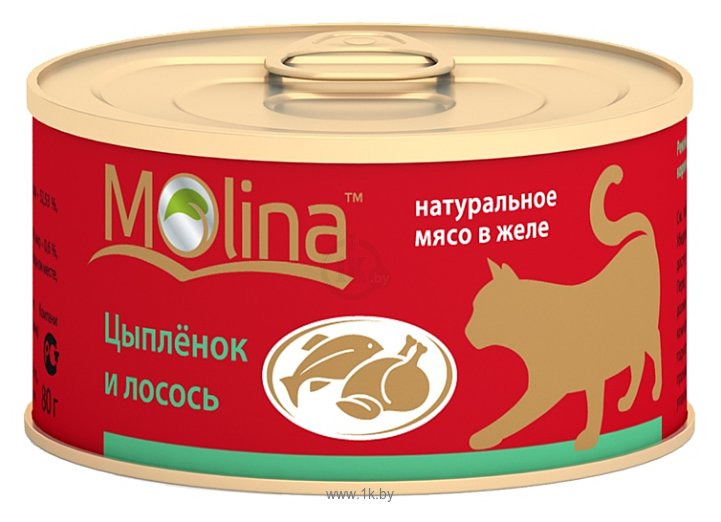 Фотографии Molina (0.08 кг) 12 шт. Консервы для кошек Цыпленок и лосось