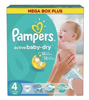 Фотографии Pampers Active Baby-Dry 4 Maxi (147 шт.)