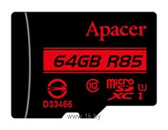 Фотографии Apacer microSDXC Card Class 10 UHS-I U1 (R85 MB/s) 64GB