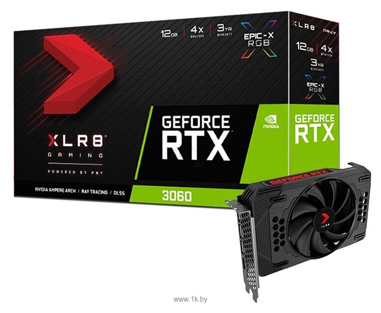 Фотографии PNY GeForce RTX 3060 12GB XLR8 Gaming REVEL EPIC-X RGB Single Fan (VCG306012SFXPPB)