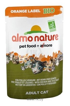 Фотографии Almo Nature Orange Label Bio Adult Cat Chicken and Vegetables (0.07 кг) 1 шт.
