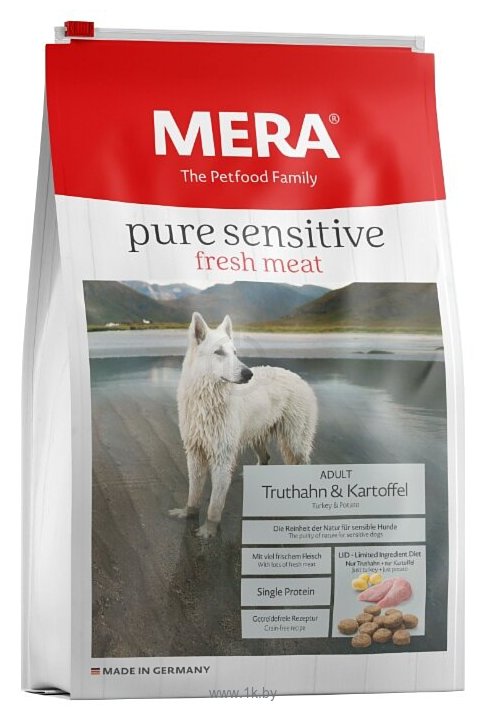 Фотографии Mera (4 кг) Pure Sensitive Fresh Meat с индейкой и картофелем для взрослых собак