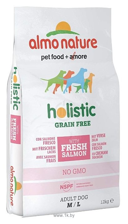 Фотографии Almo Nature (12 кг) Holistic Adult Dog Grain Free Fresh Salmon M-L