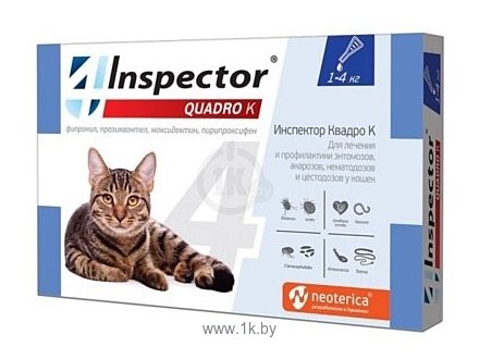 Фотографии Inspector капли от блох и клещей Quadro K для кошек от 1 до 4 кг