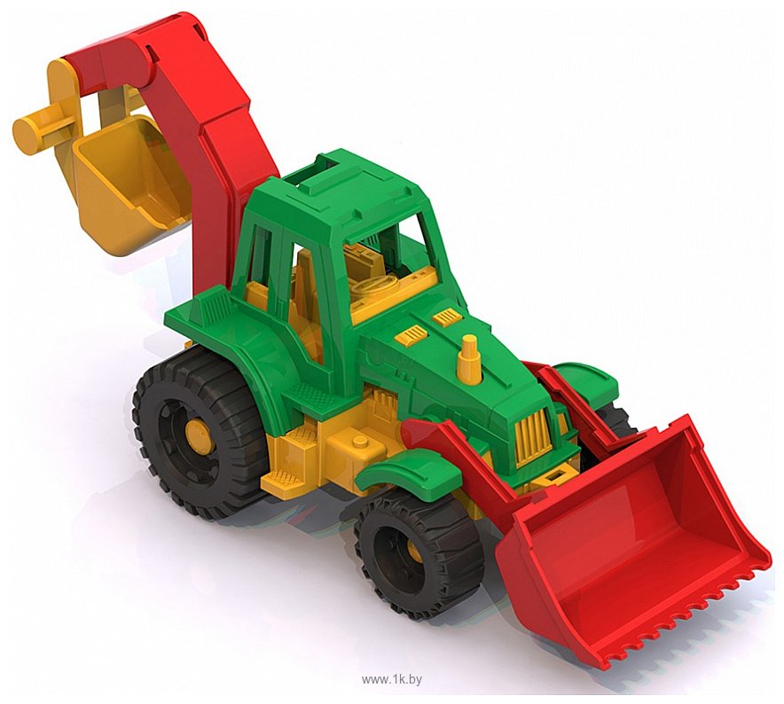 Фотографии Нордпласт Трактор Ижора с грейдером и ковшом 152 (зеленый/красный/желтый)
