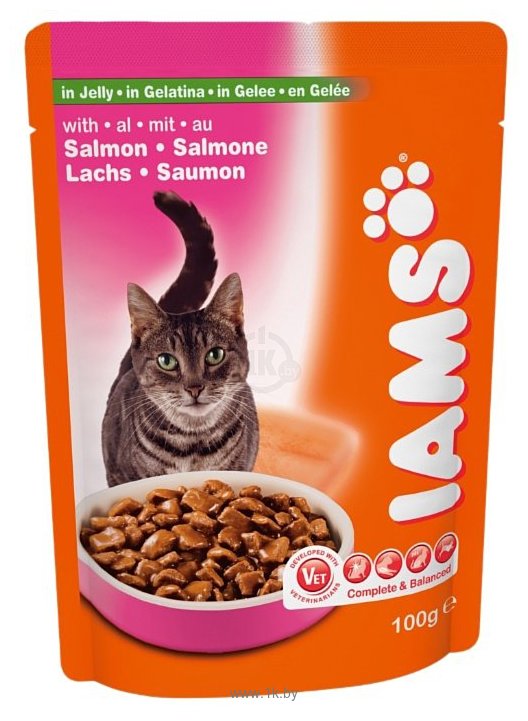 Фотографии Iams Cat Pouch Adult with Salmon in Jelly (0.1 кг) 22 шт.