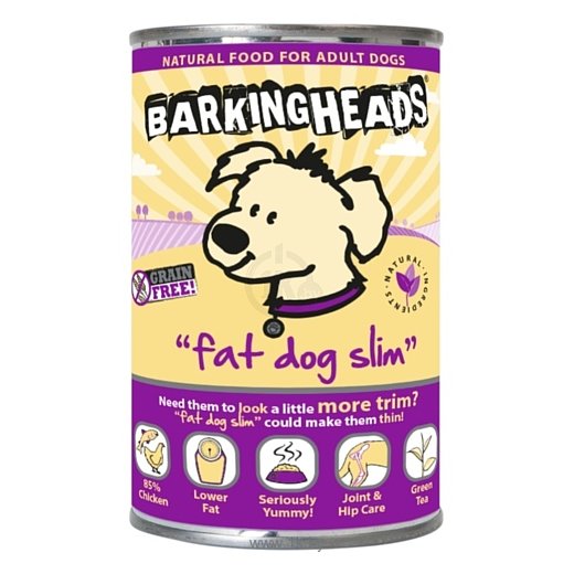 Фотографии Barking Heads (0.4 кг) 6 шт. Консервы для собак с избыточным весом с курицей Худеющий толстячок, Fat dog slim