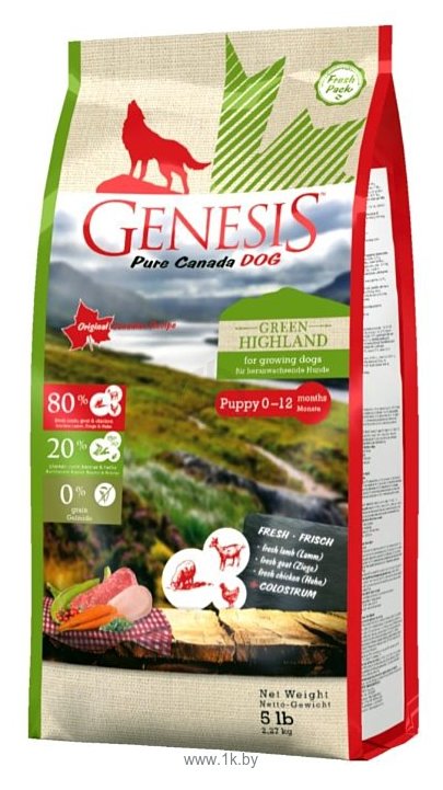 Фотографии Genesis Green Highland Puppy с курицей, козой и ягненком (2.27 кг)